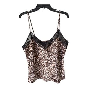 Just Sexy Babydoll Lingerie Y2k Top XL Animal Print Lace Trim Brown Black Fairy